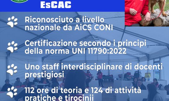 CORSO ESPERTO CINOFILO NELL'AREA COMPORTAMENTALE (ESCAC) - CENTRO CINOFILO CITTA' DI VERONA ASD