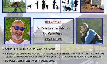 <strong>CORSO EDUCATORE CINOFILO   – ASSOCIAZIONE APRILIANA "UN CANE PER AMICO"</strong>
