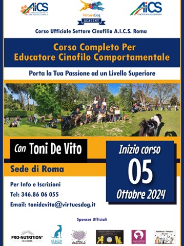 CORSO DI FORMAZIONE PER “EDUCATORE CINOFILO COMPORTAMENTALE”